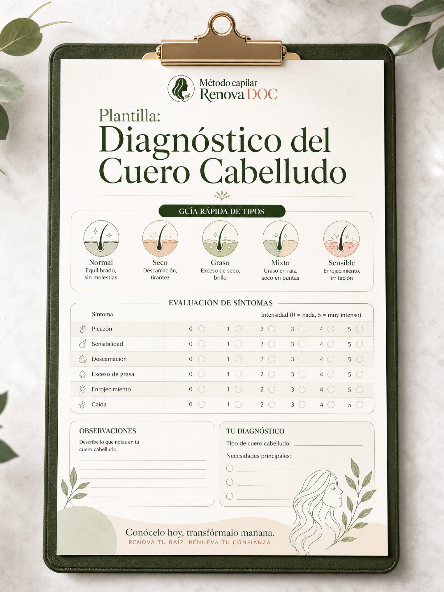Plantilla diagnóstico del cuero cabelludo